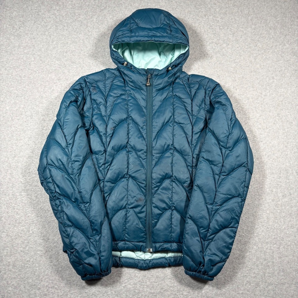 Outdoor Research Aria Down Hoody Puffer Jacket Women Small Blue Goose Down 97571
